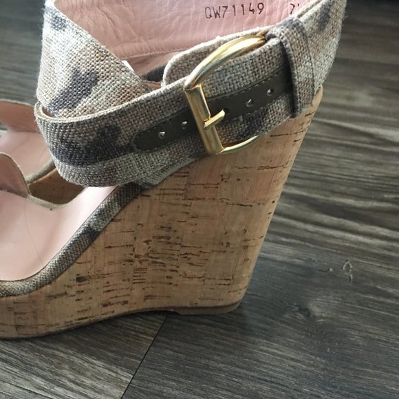 Stuart Weitzman Xray Linen Cork Wedge, Tan Camo - Picture 5 of 10